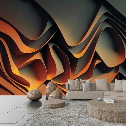 Papier peint 3D vagues pour masquer les imperfections murales du salon
