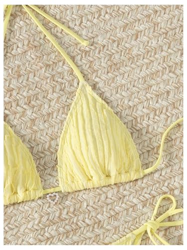 Women's 2 Piece High Cut String Bikini Set Tie Side Wireless Halter Swimsuits Beach Swimwear3