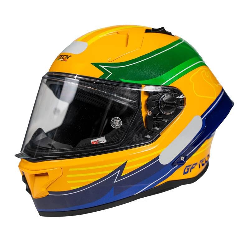 CAPACETE MOTO GP TECH F1 PILOT CIRCUIT FORMULA 1 AMARELO SENNA PISTAS BRASIL ESPORTIVO PILOTO (58)