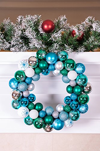Clever Creations 13 Inch Artificial Christmas Wreath For Front Door Decor, Indoor And Outdoor Holiday Hanging Decoration, Blue And Silver Bulbs #TOP3