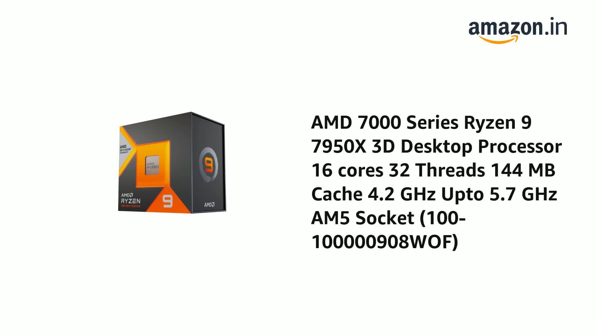 Amazon.in: Buy AMD 7000 Series Ryzen 9 7950X 3D Desktop Processor
