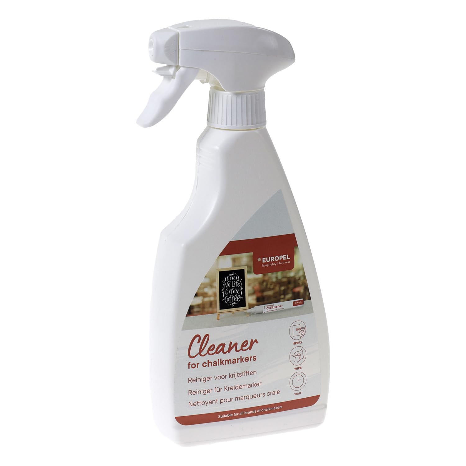 EUROPEL Spray Nettoyant Craie Liquide 500 ml – Efface Marqueurs Waterproof sans Résidu | Ardoise, Verre, Tableau & Stop Trottoir | Usage Pro & Particulier