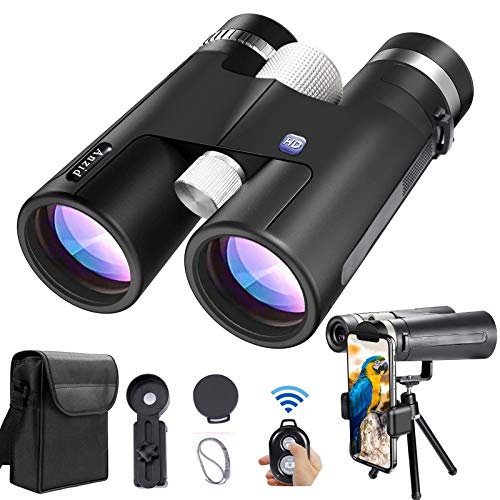Binoculars for Adults with Universal Phone Adapter & Tripod 12x42 High Definition Super Bright Large View Binoculars for Bird Watching Camping Wildlife Hiking Travel, Zoom BAK4 Prism FMC Waterproof
