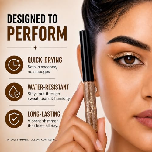 Image of Parul Garg Beauty PARIE Ultra-Define Shimmer Liquid Eyeliner | Waterproof, Long-Lasting & Quick-Drying | Precision Applicator | Enriched with Argan Oil | Intense Shimmer Finish | 3 ml (Bronze Brown)
