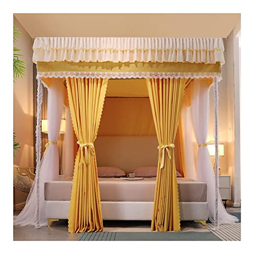 MRKU Gelbes Betthimmel-Moskitonetz für Einzel- und Doppelbett