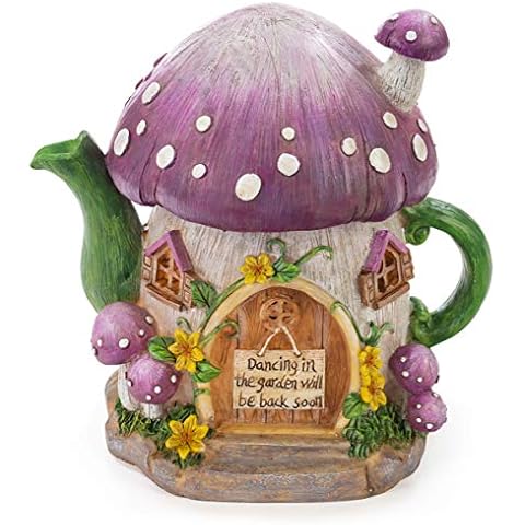 VP Home Mushroom Teapot Solar Light for Home and Outdoor Decor, Mushroom Solar Powered Flickering LED Garden Light, Solar Powered Teapot Backyard Party Decoration Light, Fairy Garden House Cover
