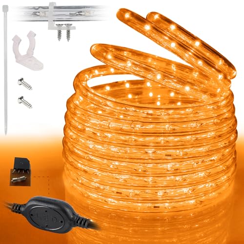 West Ivory 10ft Orange LED Rope Lights, Connectable Outdoor Permanent Waterproof Accent Exterior Lighting, Transparent PVC Case, ETL Certified, Holiday, Backyard Patio, Home Garden, Decorative