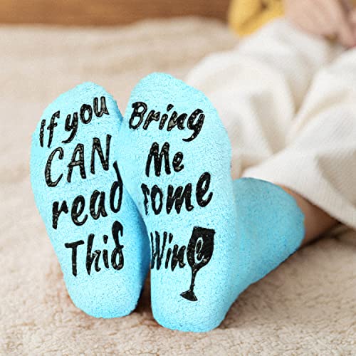 Image of Benefeet Sox Women Wine Sock Fuzzy If You Can Read This Bring Me Wine Socks Funny Gifts Mom Novelty Fluffy Cozy Saying Sock