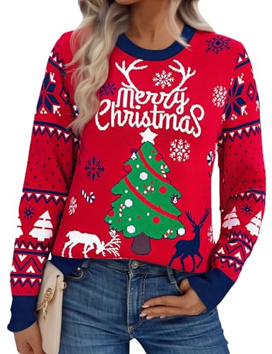 Jezonga Weihnachtspullover Damen Ugly Christmas Sweater Pullover Damen...