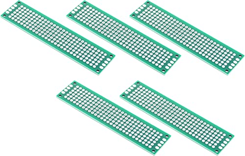 オーディオファン ユニバーサル基板 2.54mmピッチ 8cm×2cm スズメッキ 両面 PCB 回路基板 実験プレート はんだ付け ブレッドボード 5点セット
