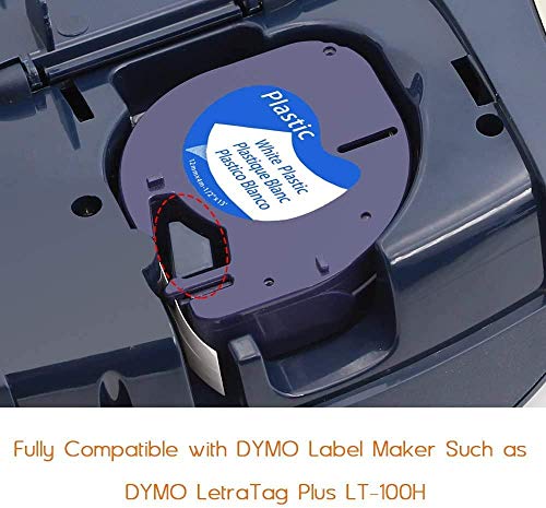 Wonfoucs Compatible Label Tape Replacement for DYMO Label Maker Refills, 12mm x 4m - 1/2 in x 13 ft White LetraTag Plastic 91331 Work with DYMO LetraTag Label Maker Machine, LT-100H, LT-100T, 5 Pack - Thumbnail 7
