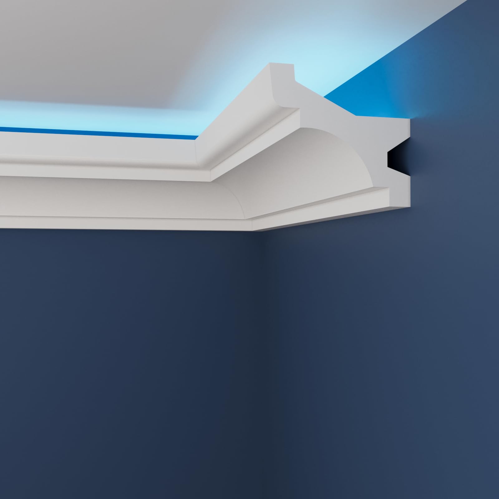 WOLDECOR Premium LED Coving Cornice – Lightweight XPS Ceiling Moulding Trim, Easy to Install Decorative Polystyrene Coving for Walls and Ceilings with LED Lighting (WLU19, 16 Meters)