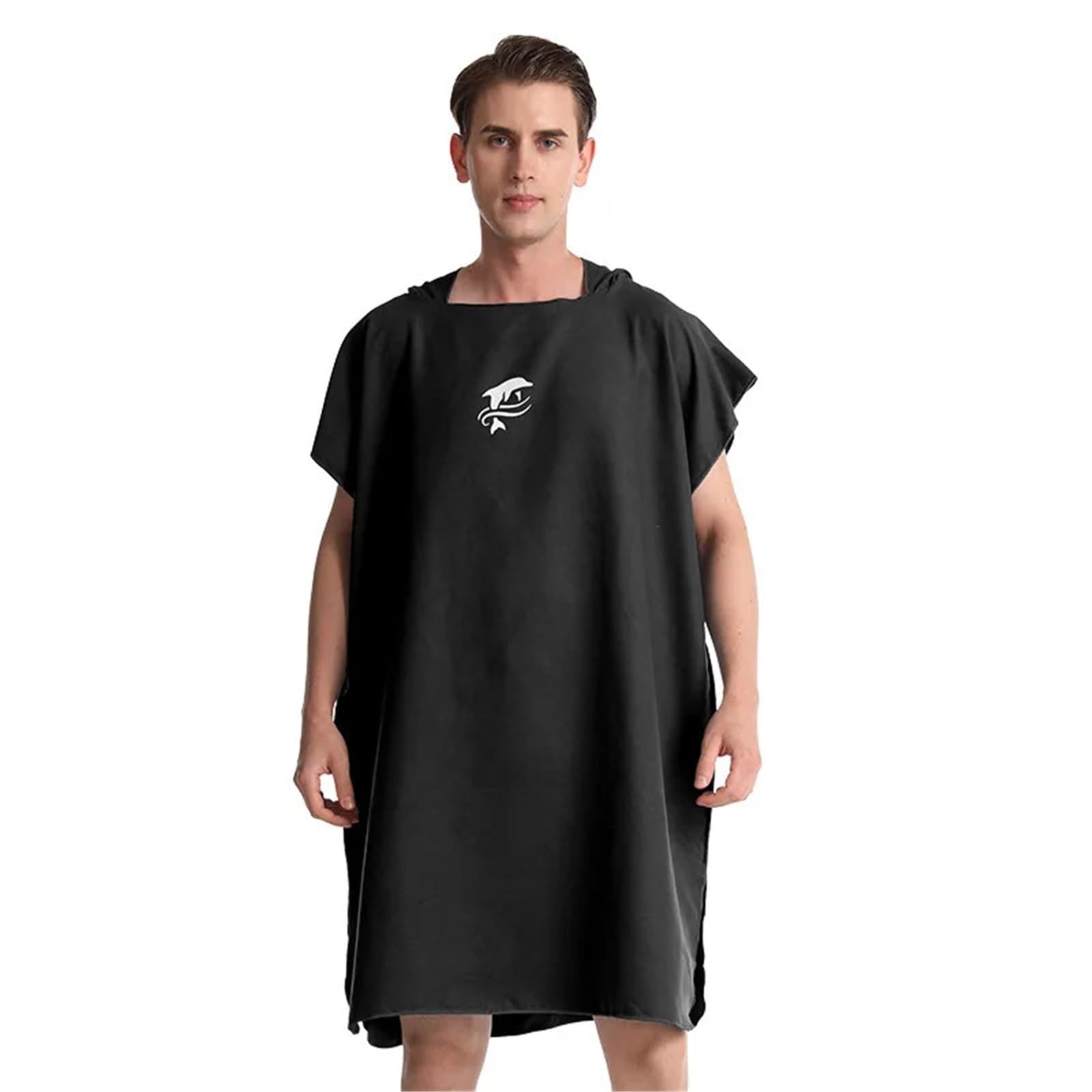 Poncho da surf ad asciugatura rapida - Accappatoio morbido e leggero for il nuoto, spiaggia unisex Poncho da Spiaggia(Black)