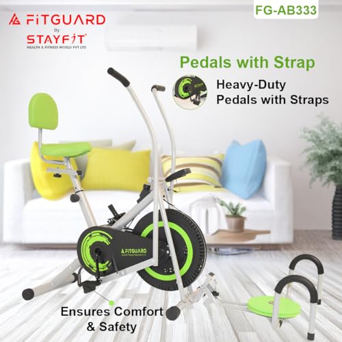 Image of FITGUARD by STAYFIT Airbike FG-AB 333 | Exercise bike | Gym Cycle for home | Mx Wt : 120 KG (Green FG-AB 333)