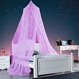 Vevins Bed Canopy for Girls, Glowing Stars Bed Curtain Draperies Romantic Mosquito Net for Baby, Kid