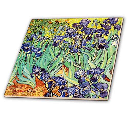 3Drose 3D Rose Irises By Vincent Van Gogh 1889-Purple Flowers Iris Garden-Copy Of Famous Painting By The Master-Ceramic Tile, 12-Inch (Ct_155630_4), 12" #TOP7