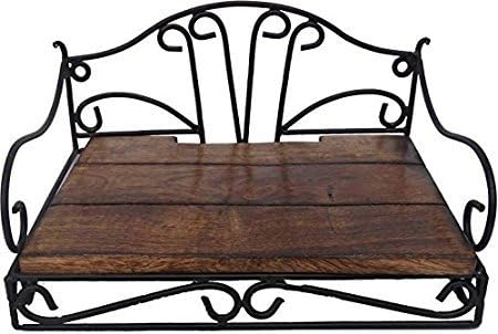 FABULO Wooden and Wrought Iron Set Top Box Wall Shelf/Stand- Wood Multipurpose Holder for Cable, WiFi Router, DTH or Modem - Wall Mounted Rack/Tray for Landline and DVD – Rectangular