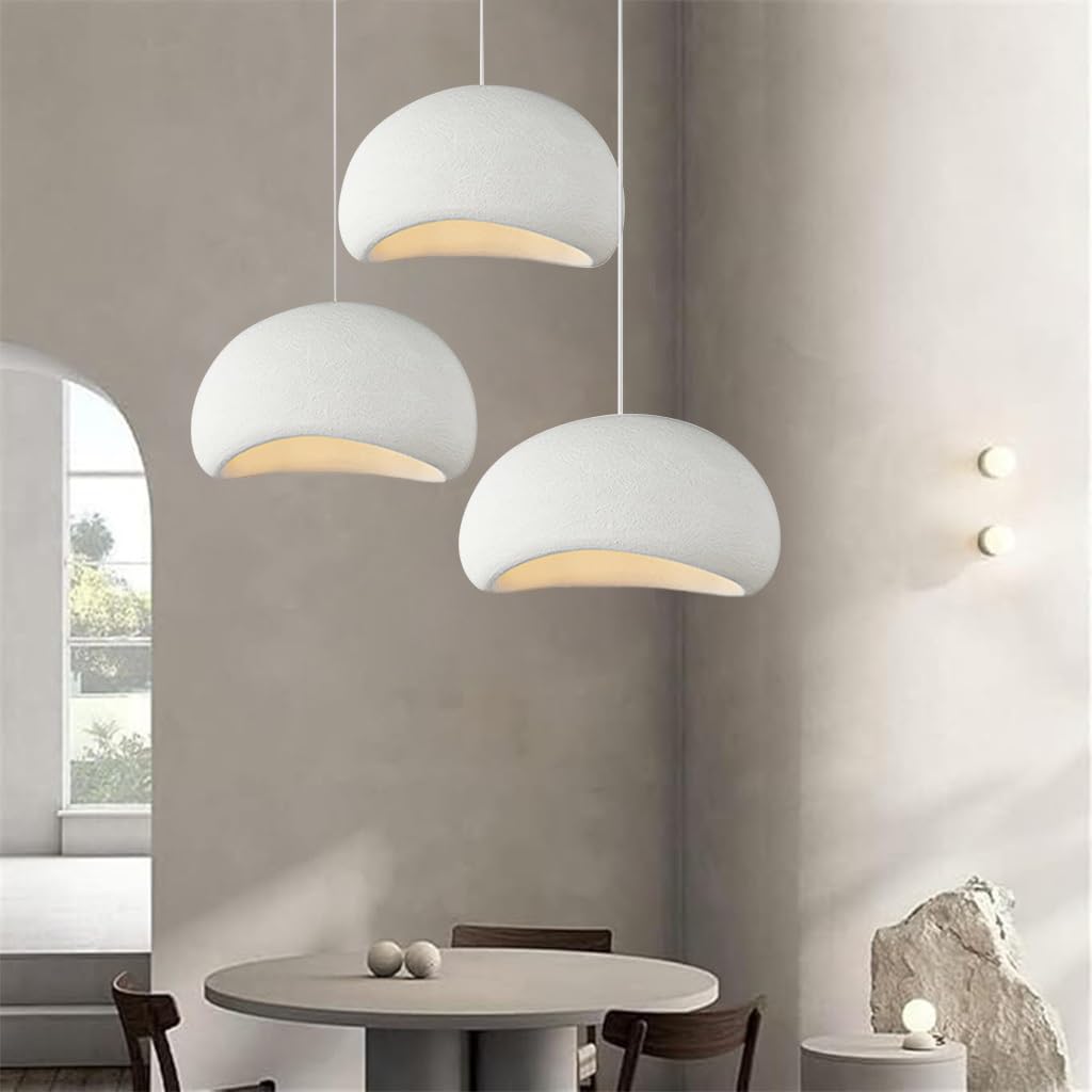 Kreative Wabi-sabi Pendelleuchte E27 Weißer Polyethylen-Kronleuchter Moderne Esstisch Hängeleuchte 3-flammig Innenbeleuchtung Verstellbare Heimdekoration Für Esszimmer Küche Inselleuchte(A1)