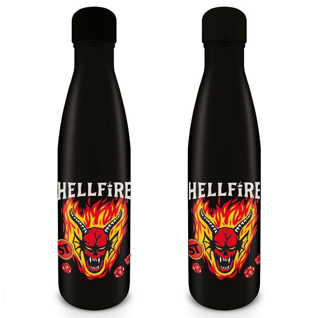 Pyramid International Stranger Things Water Bottle (Hellfire Club Design) 540ml Metal Water Bottle, Kids Metal Water Bottle - Official Merchandise