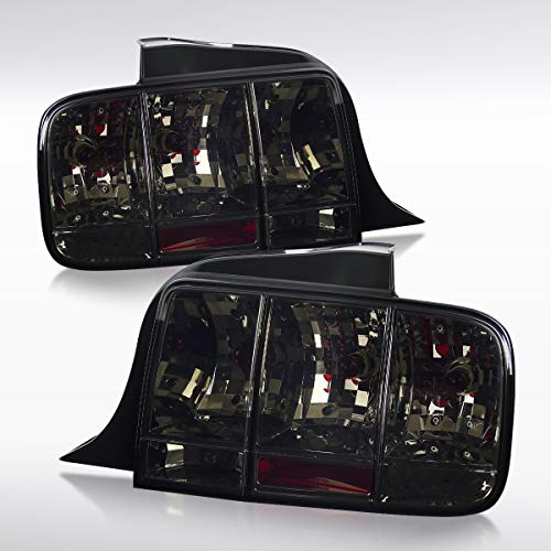 Autozensation Compatible with 2005-2009 Ford Mustang, Left + Right Pair Assembly, Smoke Lens Tail Lights