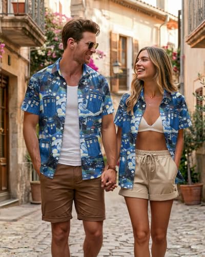 Image of 99TIMORO Fathers Movie Hawaiian Shirt for Men, Characters Button Down Short Sleeve Top, Summer Beach Gifts