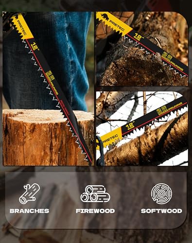 Image of Wood Pruning Reciprocating Saw Blades, 12 Inch Pruning Blades for Reciprocating Saw, High Carbon Steel Reciprocal Saw Blades for Tree Trimming, Wood Cutting with Organizer Case, (10 Pack /5TPI)