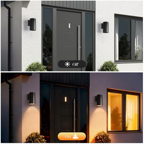 Image of QQCherry LED Modern Outdoor Wall Light, Motion Sensor Outdoor Lights, Aluminum Outdoor Porch Sconce for House, Patio, Garage, Doorway & Entryway - Stylish Waterproof Exterior Lighting for Outside
