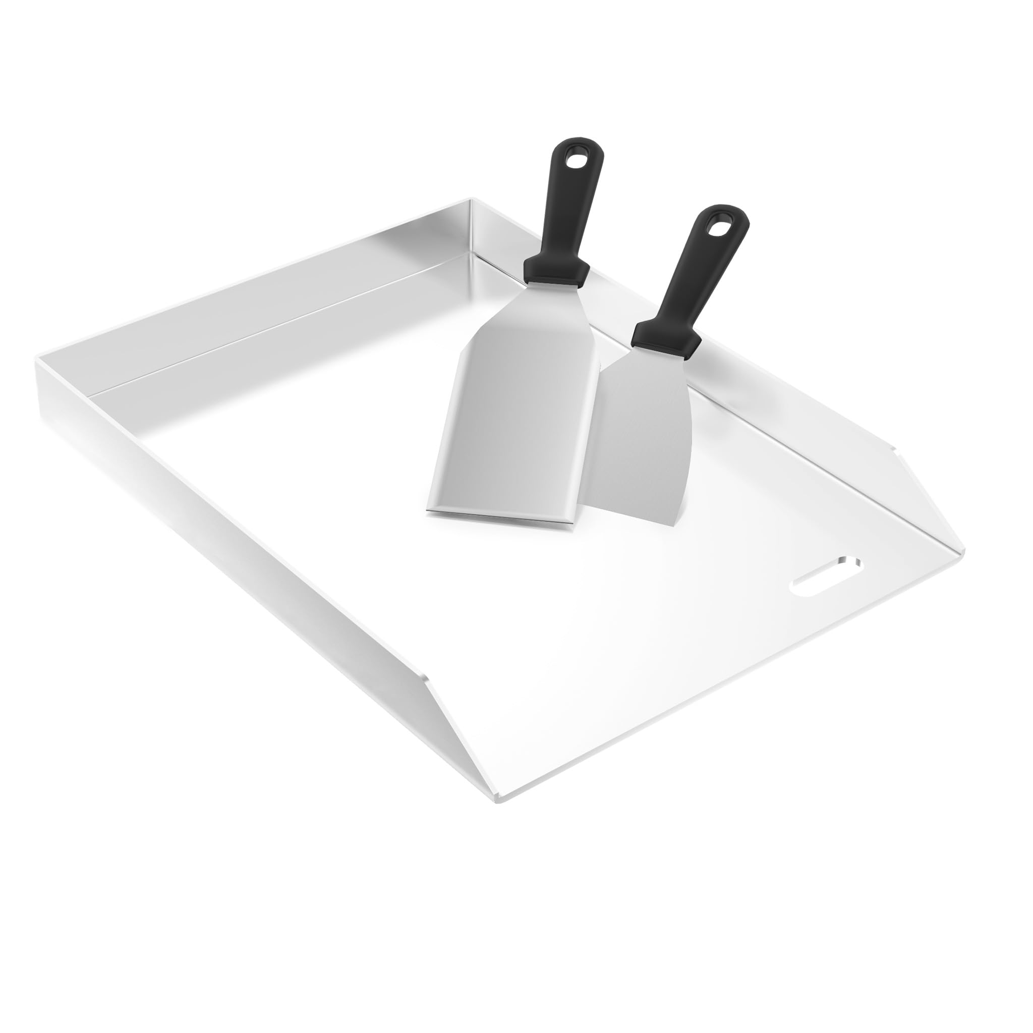HENGMEI Piastra per barbecue in acciaio inox, universale, Plancha per barbecue a carbone e a gas, per distribuzione uniforme del calore, con spatola inclusa (30 x 40 cm)