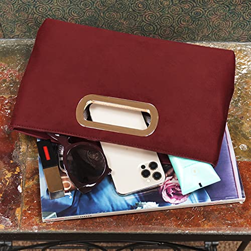 Image of Top Handle Faux Suede Clutch