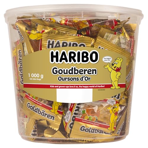 Haribo Gold Bears / Goldbären, 100 Mini Bags, 980g Tub