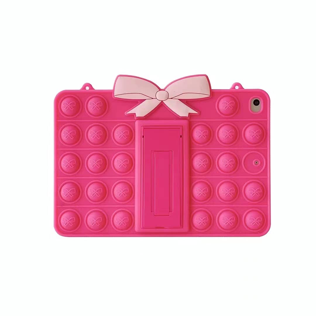 Case Cover for iPad 10.9" Air 4 2020, Silicone Case for iPad 10.9" Air 4 2020 with Kickstand & Lanyard & Pendant (Pink bow)