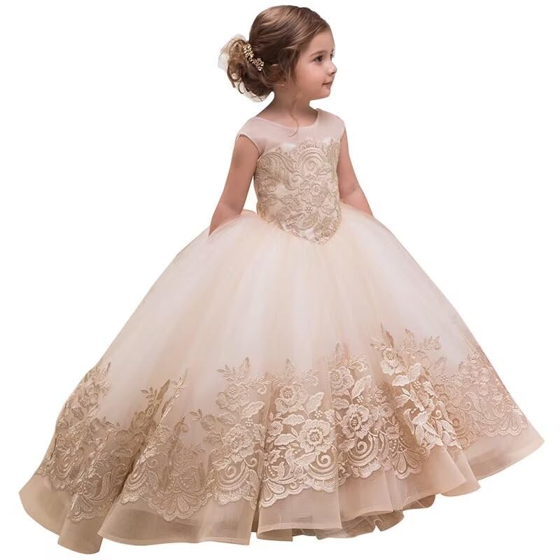 Tulle Flower Girl Dress for Wedding Lace Applique Princess Pageant Ball Gown Kids Formal Ball Gown2