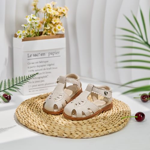 Image of ESTINE Toddler Girls Little Kids Close Toe Sandals - Flower Girl Dress Flats Summer Shoes