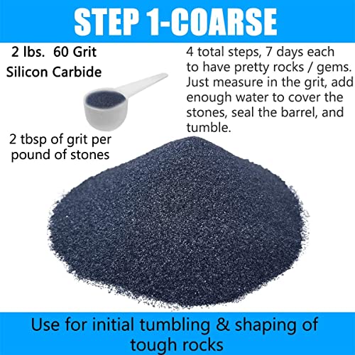 6 LBS Large Weight 4 Step Rock Tumbler Grit Set, Tumbling Media Refill