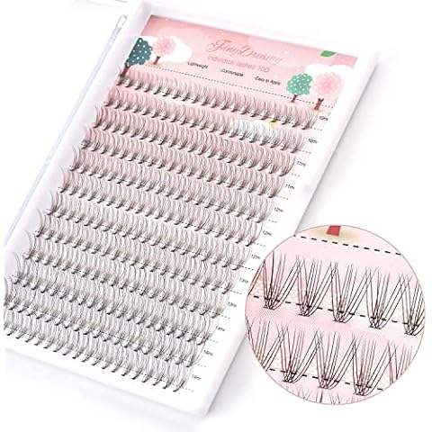 FinyDreamy 10D Lash Clusters 240pcs Individual Lash Extensions Natural Cluster Lashes 10-14mm Mix Lengths C Curl 0.07mm Thickness eyelash Individual Cluster Lashes Apply Under your Lashes(10D10-14mm) Cover