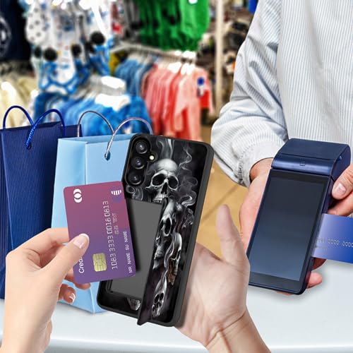 Vobber for Galaxy S24 Plus Case,Wallet Case Hidden Card Slot Holder Shockproof TPU and PC Dual Layer Protective Case Cover for Samsung Galaxy S24 Plus 6.7" 2024,Unique Skull - image 6