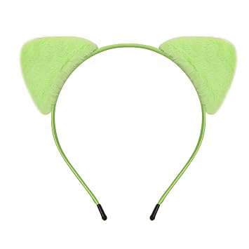 Totelux Cat Ears Headband Plush Ears Hair Band Cute Animal Hair Hoop Hair Accessories for Women Adult Birthday Holiday Party Supplies Light Green