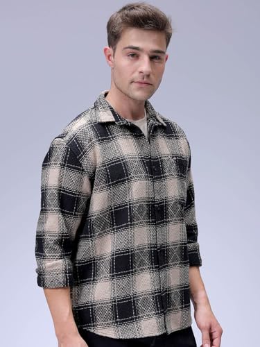 Image of The Indian Garage Co Men Relaxed Fit Checkered Full Sleeves Cutaway Collar Casual Shirt