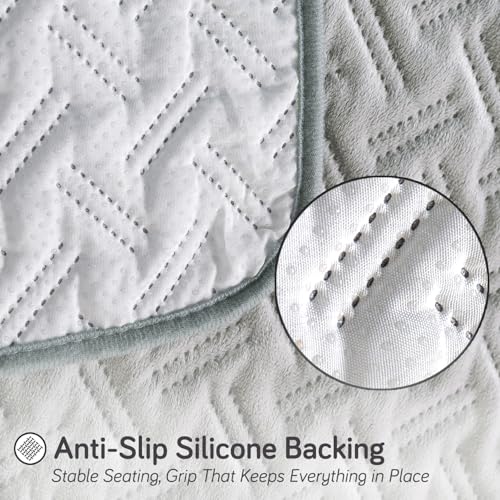 Image of HOKIPO Velvety Quilted Anti-Slip Sofa Cover Mats for L-Shape & 1 /2 / 3 Seater Sofa |DIY Sofa Cover Set, 'Softline Quilted Series' 70(W) x 220(L) cm | Ice Grey (AR-6319-LGRY)