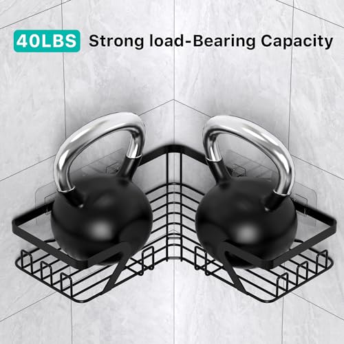 Kegii Corner Shower Caddy, Shower Corner Shelf, Bathroom Storage No Drilling, Adhesive Shampoo Organiser Rack, Bathroom Shelves Storage, Black Shower Accessories - Cosy Home Interiors Kegii Corner Shower Caddy, Shower Corner Shelf, Bathroom Storage No Drilling, Adhesive Shampoo Organiser Rack, Bathroom Shelves Storage, Black Shower Accessories - Image 4