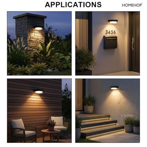 Image of Homehop Solar Light Outdoor Home Garden Wireless Wall Decorative 36 LED | Solar Wall Light Waterproof Automatic Lamp For Balcony, Scone,And Courtyard, Porch ,Pathway with 3 Color Modes (ABS,1800mAh) inch