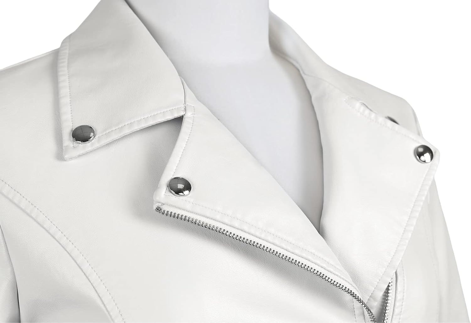 Tanming Women's Faux Leather Moto Biker Short Coat Jacket A Beige X-Small