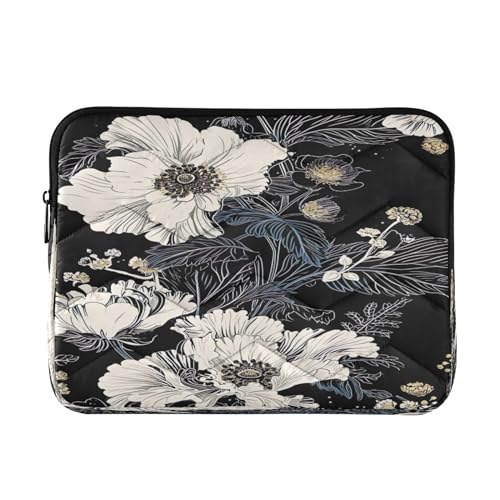 Funda para laptop 13-14 pulg impermeable flores blancas