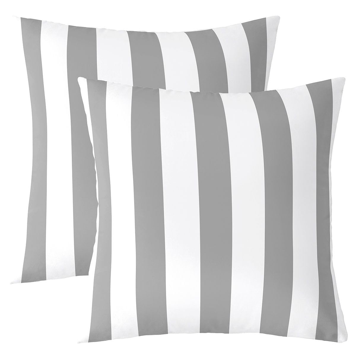 Homewish Grey White Striped Decorative Cushion Covers 60 x 60 cm Set of 2 — image 1