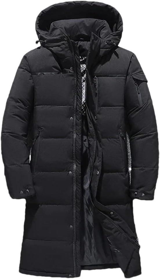 Haitpant Winter Men's Down Jacket Thick Thermal Windproof Long Parka Coat White Duck Down Hooded Jacket