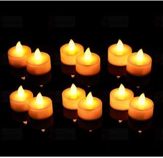 Divyakosh 12 Pcs LED Tea Light Candles | HIGH LUMNIOUS | Flameless & Smokeless Diyas | Acrylic Decorative Lights for Home, Room & Festive Decor | Tealight Diya for Diwali, Christmas, Wedding