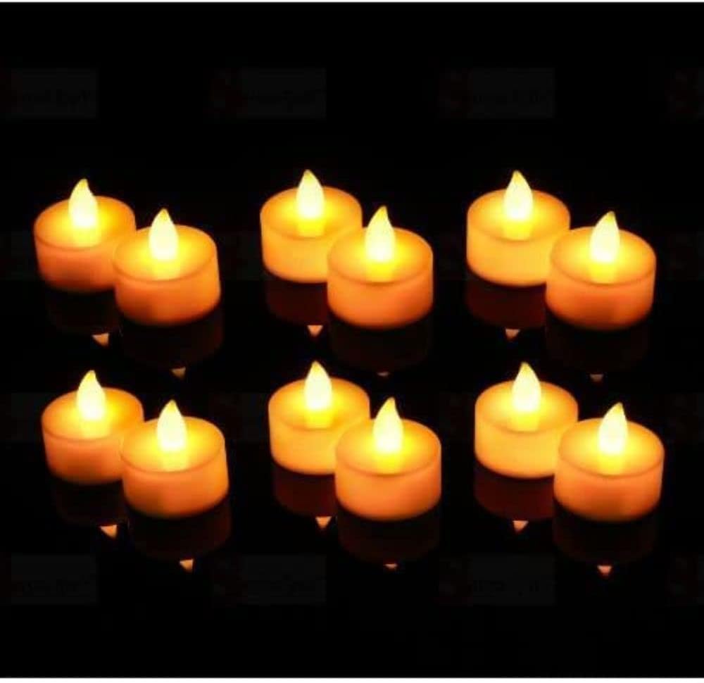 Divyakosh 12 Pcs LED Tea Light Candles | HIGH LUMNIOUS | Flameless & Smokeless Diyas | Acrylic Decorative Lights for Home, Room & Festive Decor | Tealight Diya for Diwali, Christmas, Wedding