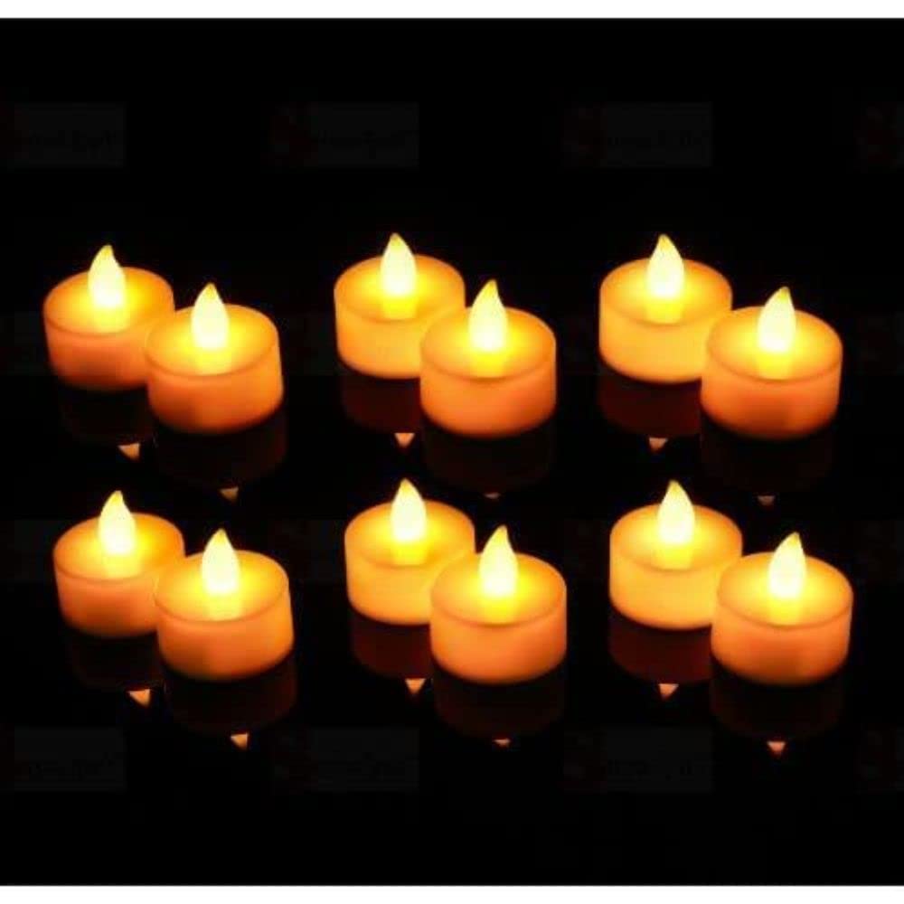 Divyakosh 12 Pcs LED Tea Light Candles | HIGH LUMNIOUS | Flameless & Smokeless Diyas | Acrylic Decorative Lights for Home, Room & Festive Decor | Tealight Diya for Diwali, Christmas, Wedding