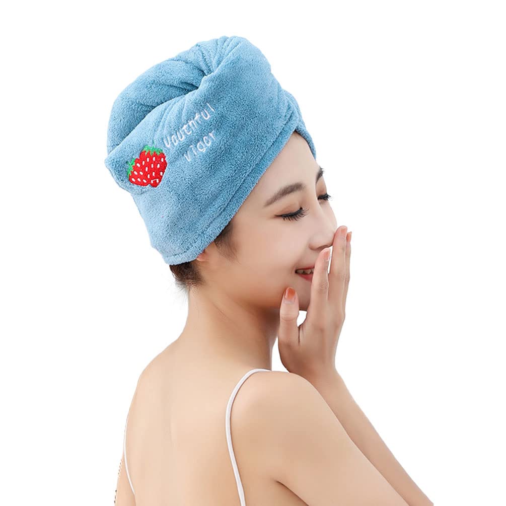 Rapid Drying Hair Towel,Microfibre Hair Towel Wrap for Long Hair,Super Absorbent,Anti Frizz (Strawberry)