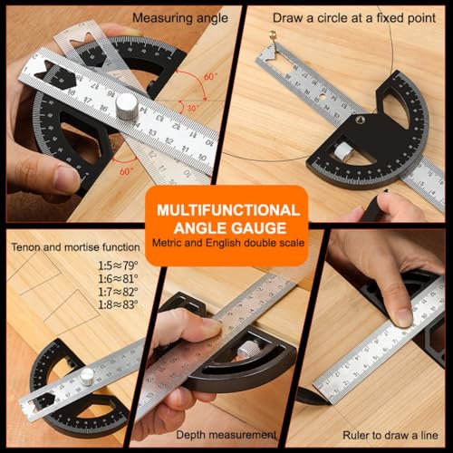 Regla medidora ángulos madera ABS 8 pulgadas miniatura 7
